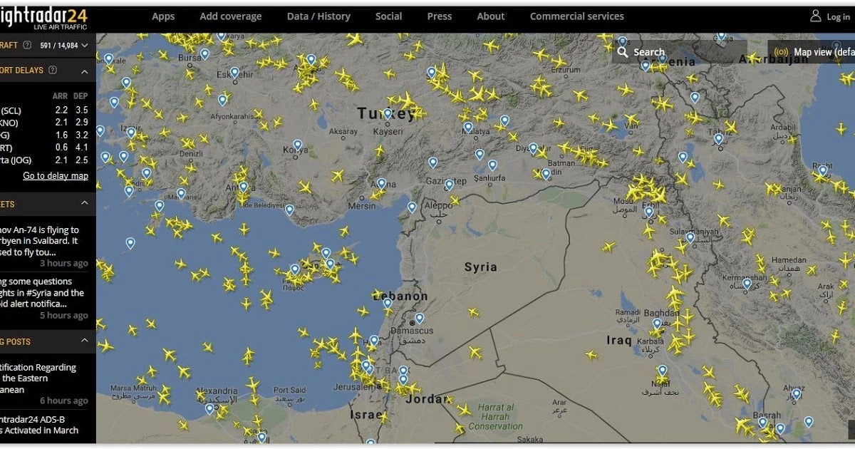Εικόνα που σοκάρει: Πως είναι τώρα ο εναέριος χώρος της Μέσης Ανατολής…